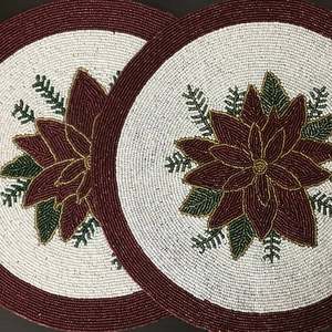 Set de table rond vintage en broderie perlée, écologique, solide, pour restaurant, vente en gros, artisanal, durable, de bonne qualité, personnalisable - Product Image 1