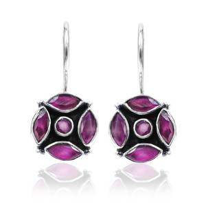 ต่างหู925เงินสเตอร์ลิงทำด้วยมือกระดุมพลอยทับทิมธรรมชาติของขวัญที่ทันสมัยสำหรับต่างหูสตั๊ดของเธอ - Product Image 2