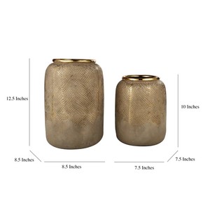 แจกันดอกไม้อลูมิเนียมหล่อชั้นสูงลายนูนตกแต่งบ้านหรูหราแฟนซีสำหรับงานแต่งงานและอีสเตอร์ - Product Image 5