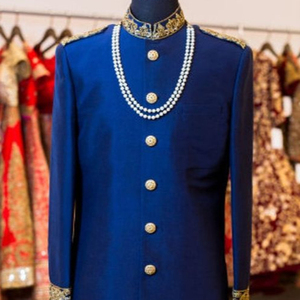 NEW ELEGANT EMBROIDERY on ROYAL BLUE SHERWANI DRESS & ALSO MATCHING SHOE WITH DRESS for PARTY-WEAR/WEDDING @ 2023 - Product Image 1