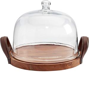 Soporte de madera para servir cupcakes con tapa de cristal en forma redonda para uso en interiores y exteriores, decoración de lujo para la mesa del hogar. - Product Image 4