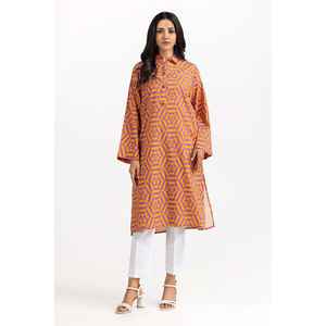 Camisa de Popelina Asimétrica de Algodón/Fibra de Bambú con Estampado Digital y Mangas Convencionales para Uso Diario GLS-23-123 - Product Image 5