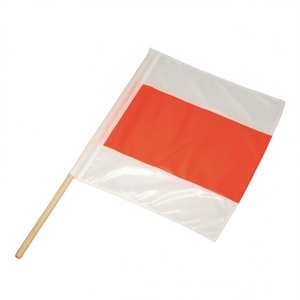 Drapeau de signalisation en polyester 500 mm x 500 mm avec mât en bois pour usage extérieur - Product Image 2