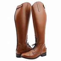 Équitation équestre bottes longues à fermeture éclair Polo hommes équitation grandes bottes marron en cuir véritable à lacets équitation genou haute bottes longues