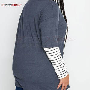 Stylish Double Layer T <b>Shirt</b> With Elbow Sleeves And Side Split <b>For</b> Relaxed <b>Women</b> Outfit <b>Women</b> Two Layer T <b>Shirt</b> - Product Image 4