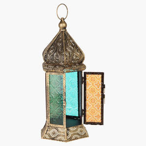 Faroles de Ramadán 2026, Decoraciones de Mesa Modernas de Metal y Vidrio Hechas a Mano, Luces Coloridas para Decoración del Hogar, Hotel y Jardín - Product Image 2