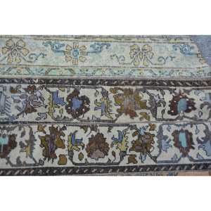 <b>Vintage</b> Turkish Wool <b>Rug</b> 4x4ft Beige & Brown Classic Patchwork Style with Latex Backing for Living Room or Teen's Bedroom - Product Image 5