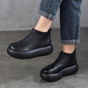 Bottes Western en Cuir Confortables à Bout Rond pour Femmes, Style Cowboy Décontracté, avec Broderies - Product Image 2