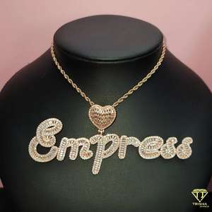 Colgante de nombre personalizado con lazo de corazón en plata de ley 925 con diamantes VVS Moissanite joyería personalizada de Hip Hop - Product Image 2