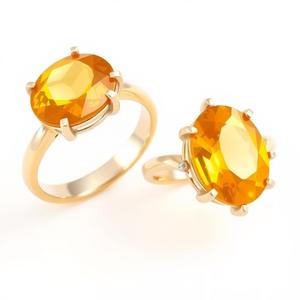 เครื่องประดับที่ดีผู้หญิงเครื่องประดับที่มีสีสันสีเหลือง Zirconia รูปไข่อัญมณีแหวนผู้หญิงสำหรับสุภาพสตรี - Product Image 5