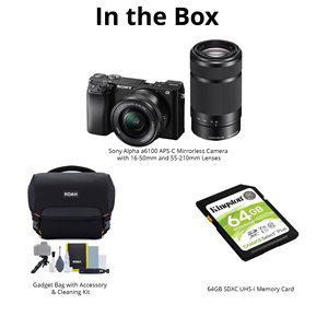Appareil photo hybride APS-C A6100 d'occasion avec objectifs 16-50 mm et 55-210 mm, 2 cartes SD et kit d'accessoires - Product Image 4