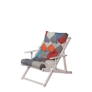 Superior White Aniline Relax Armchair Manual Folding Wooden Recliner Saber Legs for Indoor Outdoor Use Living Room Kitchen Villa - Product Image 1