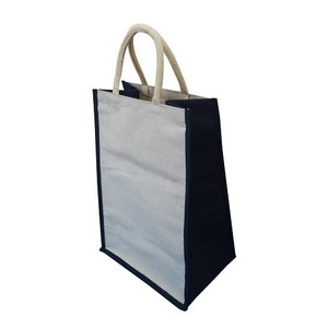 Sac à vin Jucos en coton à six bouteilles avec poignée en corde rembourrée PP laminé à l'intérieur de la cloison pliante pour la promotion de l'emballage des bouteilles - Product Image 1