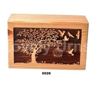 Boîte d'urne de crémation en pin arbre de vie fabriquée à la main pour cendres humaines/urne funéraire boîte d'urne adulte homme femme avec sac en velours gratuit - Product Image 1