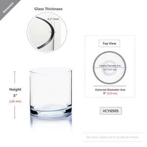 VCY0505 - แจกันแก้วทรงกระบอกใส - 5 x 5 - Product Image 2