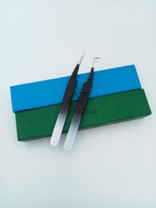 Logotipo personalizado, pinzas de extensión de pestañas de aislamiento de 90 grados, puntiagudas, negro, blanco, Ombre, agarre de diamante, pestañas de volumen de acero inoxidable - Product Image 5