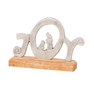 รู้สึกมีความสุขในรูปปั้นคำที่มีฐานไม้และเงินโบราณสำหรับตกแต่งบ้านห้องนั่งเล่นโลหะที่ทันสมัยและการออกแบบใหม่ตกแต่ง - Product Image 5