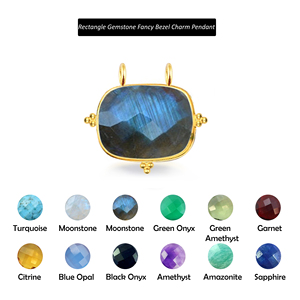 925 plata esterlina rectángulo facetado negro ónix piedra preciosa dos bucles DIY collar joyería hacer conector elegante bisel moissanita - Product Image 5