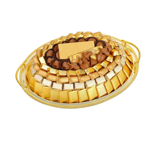 Plateau de chocolat en métal plaqué or de la plus grande qualité Plateau de service pour desserts au chocolat design feuille vintage pour cadeau de mariage - Product Image 5