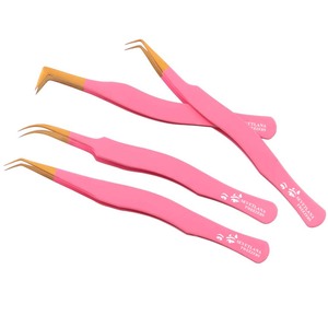 Juego profesional de 4 pinzas para extensiones de pestañas de precisión antiestáticas duraderas con puntas de acero inoxidable de 10mm de longitud - Product Image 2