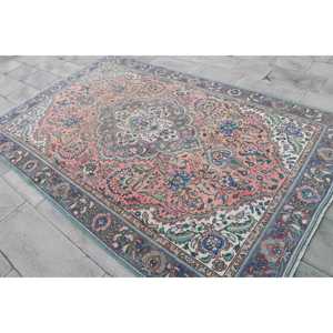 Grand tapis vintage 5,9x9,2 pieds, tapis oriental turc en laine rose - Product Image 2