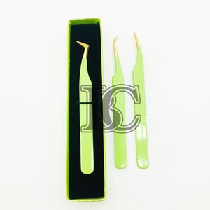 High Quality Lash Tweezer Green Gold Tip Eyelash Extension Tweezer Sustainable Stainless Steel Tweezer mink Sale At Low MOQ - Product Image 5