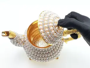 Théière turque en laiton traditionnelle de luxe écologique Instant Traders, design perlé, utilisation intérieure, accessoires de cuisine, thé - Product Image 5