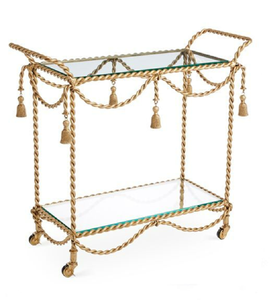 Carro de barra de oro rosa, carro de tres niveles, estantes de vidrio negro, muebles de barra de lujo, elegante Carro de servicio para el hogar. - Product Image 4