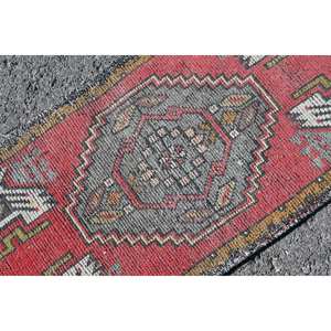 Tapis Vintage Turc Large de 17X32 Pieds Style Ethnique Rouge Gris Patchwork Design Laine PP 10mm Latex Couloir Rectangle Tapis de Chambre - Product Image 5