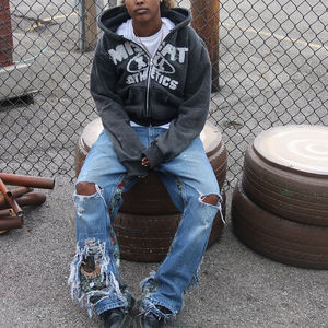 Custom Vintage Stone Washed <b>Applique</b> Patchwork Embroidery Breathable Heavyweight Cotton Summer Grey Long Zip Distressed Hoodie - Product Image 3