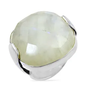 Silver Moonstone <b>Adjustable</b> <b>Ring</b> Women Romantic Trendy Retro Style Rose Gold Plated Inlaid Sterling Silver Exquisite Elegant - Product Image 1