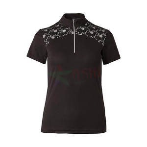 Camisa de espectáculo ecuestre de alta calidad para mujeres, Jinetes de Caballos, deportes inteligentes al aire libre con malla de encaje, mangas cortas, hecho de Spandex para montar - Product Image 2