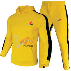 Ensemble survêtement homme personnalisé en coton lourd 100% avec veste et pantalon de jogging à capuche et col confortable - Product Image 2