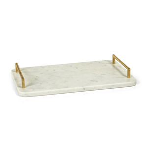 Elegante bandeja rectangular de mármol para comida, acabado natural para servir comida rápida en hoteles, restaurantes, comidas y eventos de catering - Product Image 1