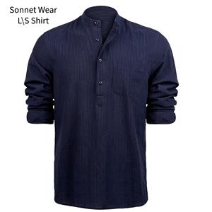 เสื้อเชิ้ตผู้ชายแขนยาวแบบติดกระดุมสำหรับผู้ชายเสื้อออกซ์ฟอร์ดสีพื้น - Product Image 2