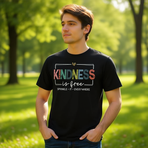 เสื้อยืดสไตล์เรโทรวินเทจ "Free-Spending Retro Vintage Kindness" พร้อมข้อความ "Sprinkle Kindness Everywhere" - สินค้าส่งเสริมการขาย - Product Image 3