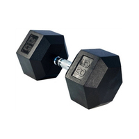 Haltères hexagonaux en fonte chromée avec poignée en caoutchouc Fitvids pour exercices et fitness, paire de 40 lb, noir