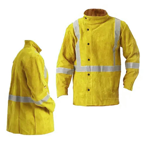 Chaqueta de soldadura de cuero de alta calidad, ropa de trabajo protectora contra el calor resistente al fuego, chaqueta de soldadura de cuero de vaca profesional - Product Image 6