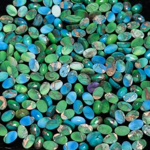 AAA + tamaño personalizado de alta calidad 4X6 Pavo Real Natural ovalado cobre Kingman turquesa cabujón joyería de piedras preciosas verdes sueltas - Product Image 3