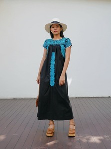 100% algodón Boho largo bordado Maxi vestido de moda estilo ucraniano influencia ghanesa Casual dulce XL tamaño Vestido de manga corta - Product Image 3