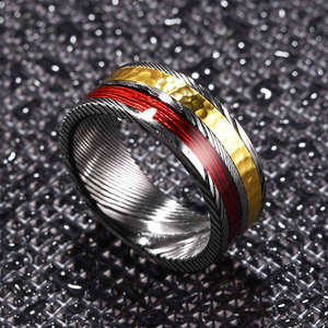 Bague Acier Damas Unisexe Bague Homme Acier Damas Faite à la Main - Product Image 2