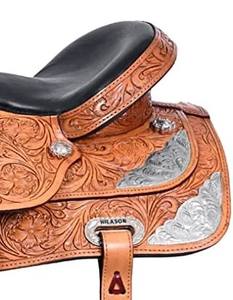 Premium English Horse Racing Touristy Saddle Estilo occidental Nueva impresión Wade Tree Fork Cuero genuino India Característica duradera - Product Image 5