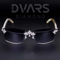 Nouvelles Lunettes de Soleil Unisexe de Luxe Dvars Diamond Personnalisées, Carrées, Anti-Reflet, avec Diamants Moissanite, Durables et Complètes