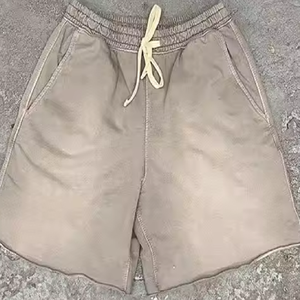 French Terry Knitted 100% Cotton Designer Print Flame Graphic Shorts con cremallera Pantalones cortos lavados para hombres - Product Image 3