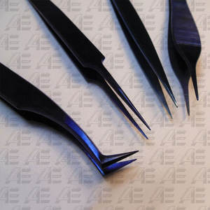 Ensemble de 3 pinces à cils en titane bleu, finition miroir, pointes lisses, courbées, précision professionnelle, acier inoxydable - Product Image 5