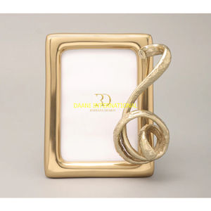 Gold Metal Photo <b>Frame</b> with Decorative Abstract Leaf Design Modern Home Decor Tabletop <b>Frame</b> for Gift and Office Decoration Use - Product Image 5