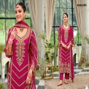 Organza de diseñador con bordado Salwar Suit mujer moda compras en línea a precio mayorista fabricante de Surat - Product Image 1