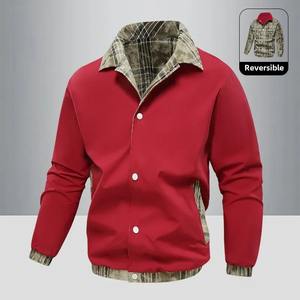 Chaqueta de bombardero informal de primavera para hombre, ropa Reversible para hombre, chaquetas sueltas Vintage para exteriores de otoño, abrigos de béisbol de moda con solapa para hombre - Product Image 5