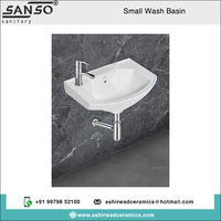 Lavabo mural rectangulaire en céramique blanche de luxe, design élégant, à trou unique, petit lavabo SANSO, respectueux de l'environnement, 5