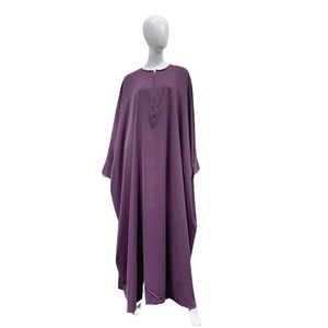 Vestido modesto de estilo árabe islámico bonito para mujer Abaya Khimar manga de murciélago Burqa caftán bata patrón sólido ropa de oración Turquía - Product Image 3